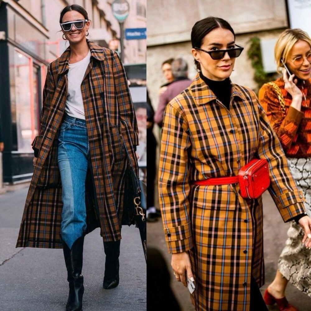 Derek Lam 10 Crosby Plaid Button-Front Long Coat Size 2